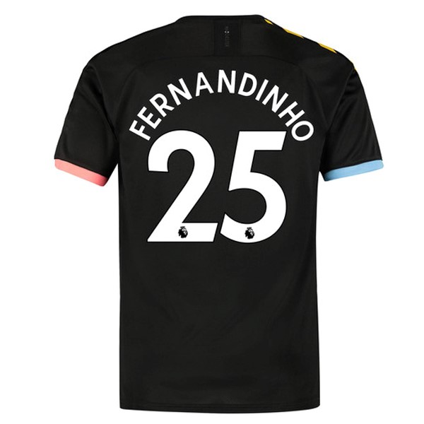 Camiseta Manchester City NO.25 Fernandinho 2ª 2019 2020 Negro